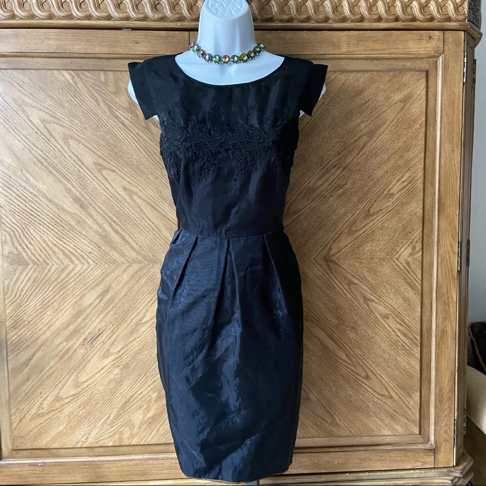 Darlings black sheer Embroidered sheath midi dress